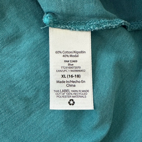 Time and Tru Women's FLUTTER SLEEVE T-Shirt Size XL BLUE - Picture 11 of 11